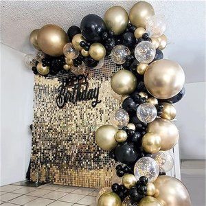 Black Gold Balloon Garland Arch Kit 121PCS, Confetti Balloons for Kids Birthday